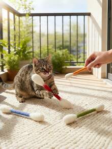 3pcs/1pc Interactive Cat Teaser Wand, 6 Colors, Suitable For Indoor Boredom Relief, Dental Chew Rope, Large Size Interactive Cat Kick Toy Game Enthusiast Gift Accessory - Multicolor - View 3