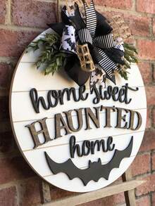 3D Halloween Door Hangings, Sweet Haunted House Signs, Bat Front Door Decorations, Halloween Wreaths, Porch Decorations, Halloween Signs, Bat-Themed Gifts - Bat Wreath - View 13