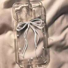 Phone Case: Ribbon Bow Pattern Case For IPhone 16, 16 Pro Max, 13, 14, 15, 15 Pro, 15 Pro Max, 16 Pro, XS Max, XR, Classic Clear Color, Simple And Versatile, Lightweight, Shockproof, Stylish, Beautiful And Durable. - Multicolor - View 4