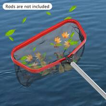 RibasuBB 18.9In Deep Pool Leaf Skimmer Net, Aluminum Frame, Push Button Buckle, Telescopic Pole Compatible, Red Frame Black Mesh - Default - View 1