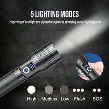 Outdoor High Power Strong Light Long Range LEP Flashlight, Telescopic Zoom Super Bright Flashlight - Multicolor - View 5