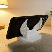 1pc Angel Wing Design 3D Printed Durable Plastic Phone Stand, 3D Printed Creative Desktop Decor, Suitable For Various Scenes And Rooms, Portable Use, Minimalist Nordic Style Phone Holder, Pink And White Available, Can Be Used As Gifts For Various Holidays, Valentine's Day, Mother's Day, Christmas, Thanksgiving, Halloween - Wing - View 3