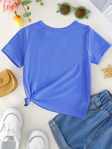 Camiseta Creativa y Dulce para Niñas WML con Estampado de Dibujos Animados del Número 67 - Azul - Ver 3