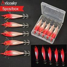 Avlcoaky 5件組發光橫向蝦餌魚鉤 - 紅白色 - 查看 1