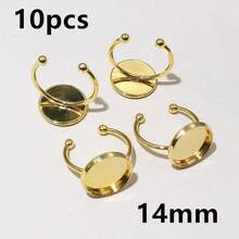 10pcs Stainless Steel Gold Color Adjustable Ring Settings Fit 6-25mm Glass Cabochon Blank Base Tray DIY Jewelry Making Accessories - Ring Blank Base - View 10
