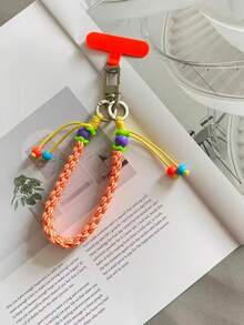 1 Peça Cordão de Pulso para Celular com Pingente de Contas Feito à Mão, Fecho Giratório de Metal de Alta Qualidade com Espaçador e Charm, Pingente para Bolsa, Chaveiro para Câmera, Corrente para Celular, Cordão Portátil para Uso Externo - Multicolorido - Visão 13