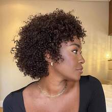 Short Afro Kinky Curly Human Hair Blonde Color 6inch 200% Density Wig Brazilian Remy Human Hair Wigs For Women Machine Made Suitable For All Kinds Of People 1B And 27# Color - Multicolor - View 8