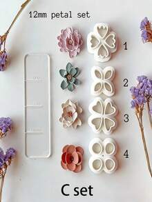 4/12Pcs Multi-Size Flower Petal Polymer Clay Cutters, 5/8/12mm Sizes With Acrylic Thickness Guides For Realistic Rose & Floral Earring Crafts - White - View 10