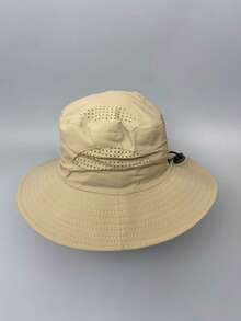 1pc Men's New Drawstring Waterproof Bucket Hat, Windproof, Sun Protection, UV Protection, 3D Design, Foldable, Fashionable Versatile, Elegant Style, Soft Comfortable, Breathable, Multi-Functional, Flattering, Face-Slimming, Suitable For Beach, Outdoor, Hiking, Cycling - A - View 7