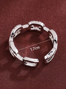 1pc European & American Vintage Cuban Chain Open Ring, Hollow Adjustable Index Finger Ring, Niche Luxury Versatile Stackable Hand Jewelry Gift - ring - View 4