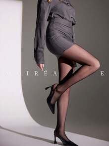 MOIRÉALLURE 1Pair Of Thigh-High Stockings Suitable For Daily Commute, Nightclub And Various Styling Needs - Black - View 8