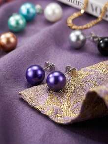 Pendientes de acero inoxidable - Morado - Ver 2