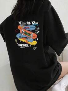 2026 Women's Lightweight And Durable Round Neck T-Shirts S-3XL, Streetwear Fashion For Young People, Urban Style, Casual Wear, Daily Wear, Autumn Parties And Practical Gifts - 黑色 - 查看 1