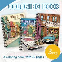 Tlenpo 3pcs/1set, Adult Coloring Book With Flower, Animal, Street Scene Patterns - 1 Book With 30 Pages, 11.2 X 8.3 Inches, For Adults To Relieve Stress, Anxiety And Other Emotions, Holiday Gift, Back To School Gift, Christmas Gift, Halloween Gift, Perfect Choice For Many Holiday Gifts (Accessories Not Included) - E - View 1