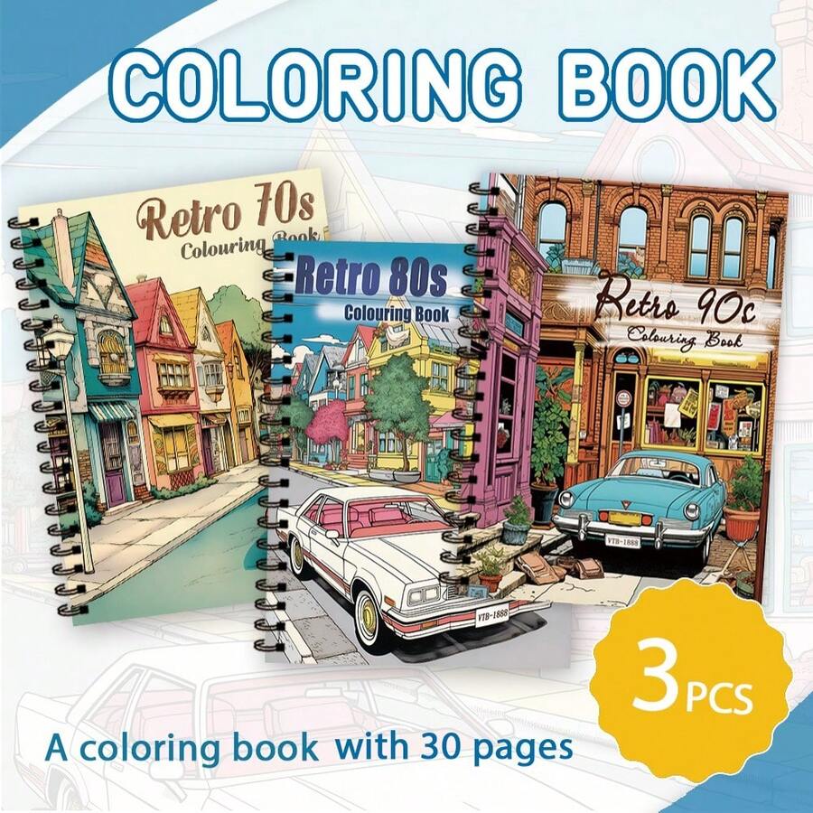 Tlenpo 3pcs/1set, Adult Coloring Book With Flower, Animal, Street Scene Patterns - 1 Book With 30 Pages, 11.2 X 8.3 Inches, For Adults To Relieve Stress, Anxiety And Other Emotions, Holiday Gift, Back To School Gift, Christmas Gift, Halloween Gift, Perfect Choice For Many Holiday Gifts (Accessories Not Included) - E - View 1