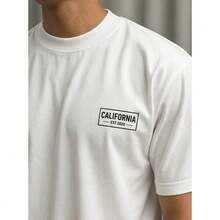 Men's Short-Sleeved T-Shirt, Round Neck, Dropped Shoulder, Casual Loose Fit, Fashionable Summer Top, Versatile And Comfortable For Sports Or Everyday Wear | Cool And  Clothing For The Season - 白色 - 查看 2