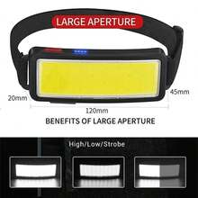 Linterna frontal LED de enfoque ajustable para pesca, luz de camping impermeable ultra brillante, luz de trabajo potente recargable por USB de alta luminosidad - multicolor - Ver 8