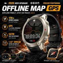 GUHUAVMI Smartwatch GPS Olahraga Outdoor Pria Terbaru 2026 yang Tahan Lama, Unduhan Offline GPS Asli, Pemosisian GPS Presisi Tinggi, Layar Sentuh Penuh AMOLED HD 1,43 Inci 466*466, Jam Tangan Renang Tahan Air 5ATM, Panggilan Bluetooth, Asisten Suara, Fungsi Pengingat, 170+ Mode Olahraga, Pelacak GPS, Kompas/Ketinggian/Barometer, Pelacak Aktivitas, Jam Tangan Pelacak Kebugaran dengan Penghitung Langkah, Jarak, Kalori, Smartwatch Wanita, Desain Modis Dua Warna, Baterai Kapasitas Besar 500mAh, Kompatibel dengan iOS dan Android - View 18