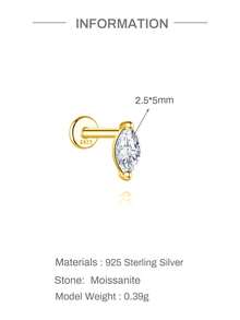 1件莫桑石耳釘 中性款 0.03-0.3CT S925純銀 低過敏耳環 婚禮珠寶 D色 VVS1淨度 - 金色 - 查看 10