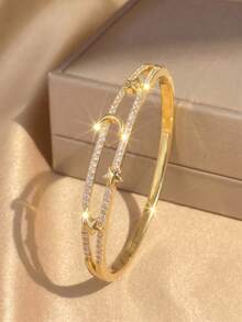 18K鍍金星月鋯石可疊戴手鍊組，耐褪色可調節金色手鍊，優雅女款珠寶，適合日常配戴與婚禮 - 多色B - 查看 10