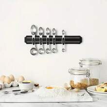 Stainless Steel Black Magnetic Measuring Cups/Double-Headed Magnetic Measuring Spoons, With Clear Markings, Easy To Clean, - Stainless Steel Stackable Measuring Cups, For Daily Measurement/Cooking Baking Dry And Liquid Portioning - Black - View 9