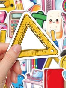 50/100pcs Cartoon Stationery Stickers, Cute Vinyl Waterproof Stickers, Suitable For Water Bottles, Laptops, Skateboards, Suitcases, Perfect For Teachers And Adults - Fresh and Clean - View 9