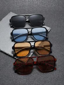 1 Paio di Occhiali da Aviatore Unisex con Montatura Quadrata Grande a Doppio Ponte, 4 Colori, Montatura Multicolore con Lenti di Colore Esclusive, Regalo per la Festa del Papà, Adatti per Matrimonio, Festa, Esibizione di Band, Concerto dal Vivo, Ricordo di Vacanza, Vacanza sull'Isola, Breve Viaggio in Città, Ciclismo all'Aperto, Guida a Lunga Distanza, Spiaggia Estiva, Streetwear Quotidiano, Fotografia di Viaggio, Accessorio per Outfit Estivo, Vacanza al Mare, Viaggio in Famiglia, Golf all'Aperto, Escursione in Montagna, Tè Pomeridiano all'Aperto, Relax in Piscina - Nero + Nero-Blu + Nero-Giallo + Tè pieno al fiore di tè - Visualizzare 4