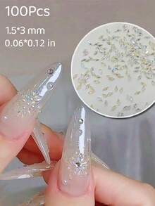 100颗1.5*3毫米迷你透明极光锆石美甲配件，雪花菱形美甲宝石，美甲装饰，锆石美甲用品 - 彩色 - 查看 3