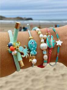 Pulsera de cuero PU multicapa con diseño de hebilla redonda y circonita, de doble vuelta, para mujer, regalo para mamá, Navidad, diaria, cumpleaños, San Valentín. - Multicolor 2 - Ver 1