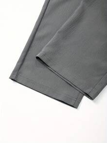 1 Unidad Pantalones Hombre Texturizados Color Sólido Corte  Holgado, Ligeros Transpirables Multiestación, Ideal Uso Diario, Playa, Running y Golf Estilo Vacacional - Gris Oscuro - Ver 5