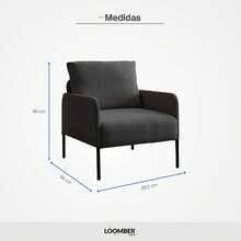 Sillón Mónaco Gris Oscuro Sofá Individual Moderno para Sala, Diseño Elegante, Tapizado en Tela Suave, Estructura Resistente, Ideal para Sala, Recámara u Oficina (Azul Oscuro) - Gris Oscuro - Ver 4