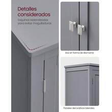 Bathroom Cabinet, Bathroom Cupboard, Kitchen Cabinet, With 4 Doors, Adjustable Shelves, 30 X 60 X 110 Cm, White MBBC552P31 - 杏色 - 查看 7