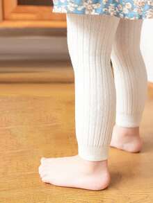 1/4 Pack Baby Girl All-Match Ribbed Solid Color Tight Leggings, Spring/Autumn/All-Season Versatile Tights For Daily Wear - Multicolor - View 25