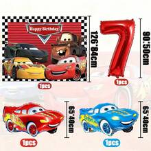 Racing Theme Birthday Party Decoration Set, Racing Checkered Backdrop, Lightning And Matte Foil Balloons And Red Number Birthday Party Decorations - Racing Set - View 16