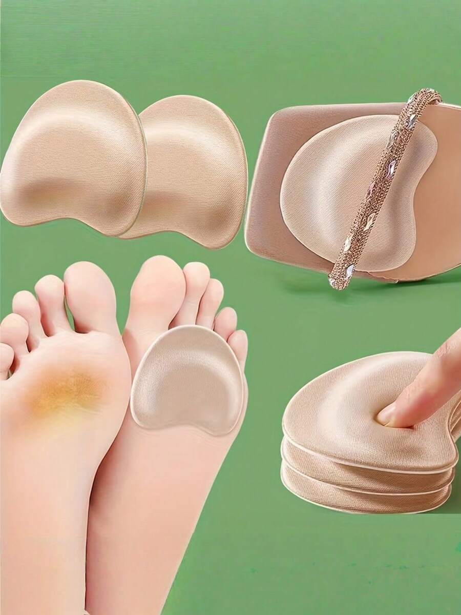 2Pcs Women's Invisible Toe Pads Self-Adhesive Comfortable Anti-Slip Forefoot Cushions For High Heels And Sandals
