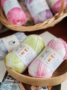 3pcs Gradient Dye Lace Yarn, Bamboo Fiber Yarn Breathable Crochet Yarn, Summer Linen Blend Medium Fine Bamboo Charcoal Thread, Soft Knitting Yarn For Scarves, Cardigans, Autumn Summer Tops, Hats, Sweaters & Shawls DIY Craft Christmas Decoration - Multicolor - View 6