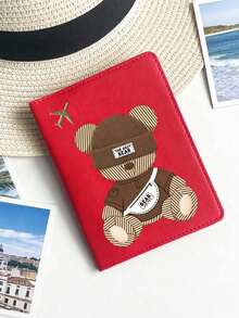 Cute Bear Pattern Passport Holder, Lightweight PU Leather Passport Cover With Airplane Print, Portable Travel Document Organizer, Gift For Travel Enthusiasts - Multicolor - View 13