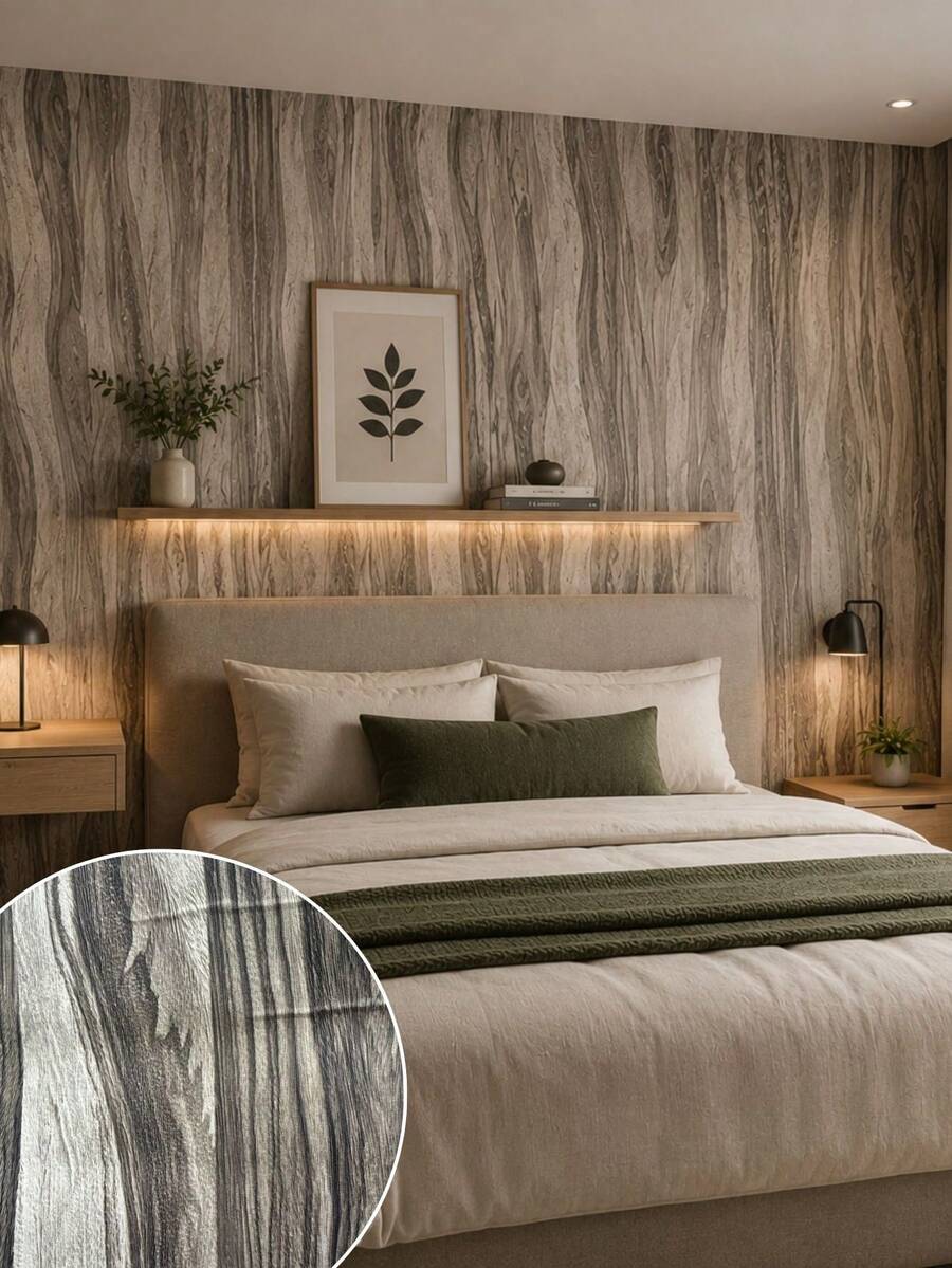 Self-Adhesive PVC Wallpaper, Washable, Decorative Wood Pattern, 5m X 10m Roll, For Home Renovation And Decoration, Living Room, Bedroom, Kitchen, Furniture, Patterned Wall Covering. - M208 - 查看 1
