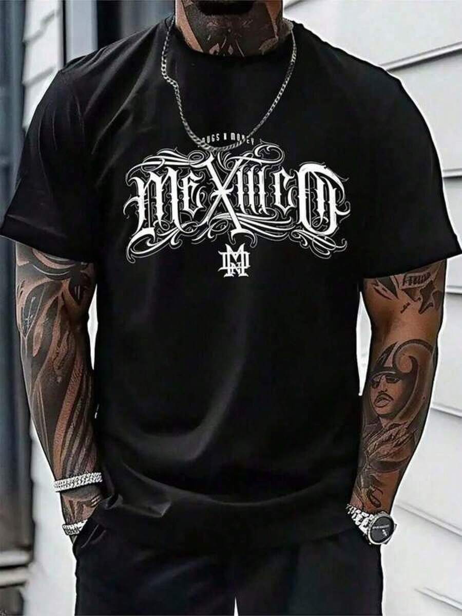 Men's T-Shirts, Short Sleeve, 100% Cotton, 200 Grams Weight, Men's Clothing, Fashionable Casual Outdoor Sports Sweatshirts, Gym Gifts For Men, Father's Day, Beach, Lightweight And Breathable - 黑色 - 查看 1