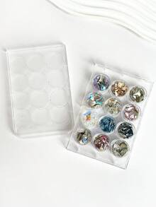 1pc Nail Art Rhinestone Storage Box Round Storage Holes Transparent Storage Box 12 Holes/24 Holes Nail Art Accessories Classification Storage Box - Clear - View 6