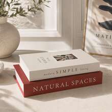 2pcs Home Decor Books, Open Hidden Storage Box - Flip Cover Faux Book - Paper Storage Box, Suitable For Coffee Table, Bookshelf Or Mantel, For Photos, Keepsakes And Remote Control Storage - Red-beige - View 6