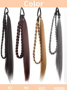 Women's Pre Braided Ponytail Hair Extensions, Handmade Synthetic Braids With Elastic Hair Tie, 2 Styles Single & Double Braided Pigtail Hairpieces For Daily Party Festival, Halloween - Multicolor - View 5