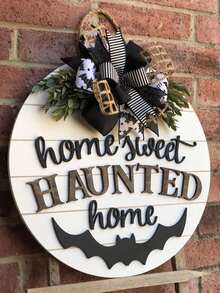 3D Halloween Door Hangings, Sweet Haunted House Signs, Bat Front Door Decorations, Halloween Wreaths, Porch Decorations, Halloween Signs, Bat-Themed Gifts - Bat Wreath - View 2