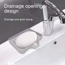 1pc Self-Draining Soap Dish Tray, Suitable For Bathroom Sink, With Waterfall Drainage Design Soap Holder - Multicolor - View 8