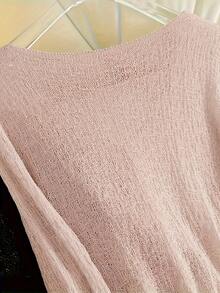 Chal de gasa de manga larga para verano, ideal para primavera, verano y otoño; un estilo casual pero sexy para mujer| tejido brillante - Rosa - Ver 2