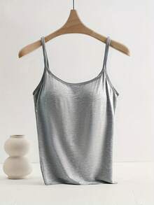 Soft, Comfortable And Very Stretchy Tank Top With Built-In Bra Cups; Stylish And Easy To Wear, Both As An Undergarment And An Outer Garment. - 混合色 2 - 查看 5