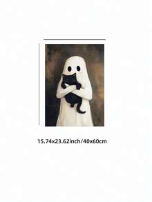 1pc Frameless Cute Ghost & Cat Halloween Wall Art Poster Print Black Cat Lover Gift For Apartment Living Room Bedroom Dorm Party Decor, Room Decor, Prints For Wall - Frameless - View 15