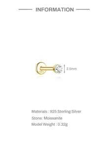 1件莫桑鑽耳釘 中性款 0.03-0.3CT S925純銀 低過敏耳環 婚禮珠寶 D色 VVS1淨度 - 金色 - 查看 12