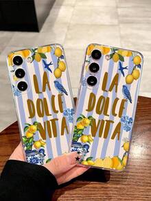 條紋檸檬燕子標語軟手機殼保護套，相容於 Honor、Galaxy A04e/12/A13/A14/A34/A50/A52/A53/A54/S21/S22/S23/S24/S25/S25Ultra/S25FE/S26/S26 PLUS/S26 ULTRA/S26 EDGE/6A/7A/8A/12T/13T/15T/15 TPRO - 無色 - 查看 2