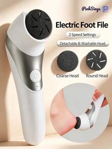 PinkSings Electric Foot Callus Remover, Portable Foot Care Set, Rechargeable Waterproof Foot File, Foot Dead Skin Remover - White - View 3